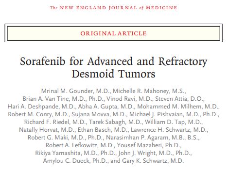 NEJM Publishes Successful Phase III Trial of Sorafenib in Desmoid Tumors